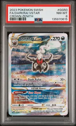 2023 POKEMON SWORD & SHIELD CROWN ZENITH #GG50 FULL ART/DARKRAI VSTAR PSA 8 - Image 1