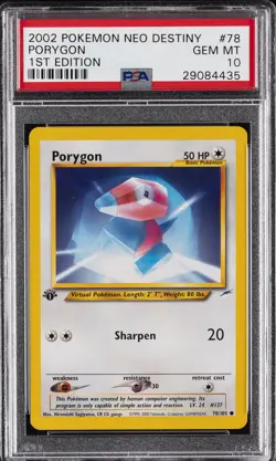 2002 POKEMON NEO DESTINY 1ST ED #78 PORYGON PSA 10 - Image 1