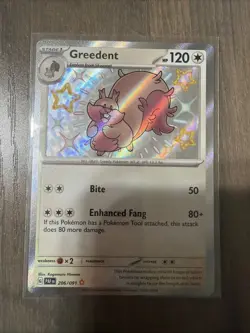 Greedent SV: Paldean Fates (PAF) 206/091 Holofoil Shiny Rare NM EN - Image 1