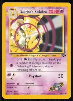 Sabrina's Kadabra 58/132 Uncommon Gym Challenge Pokemon Unlimited Lightly Played - Image 1