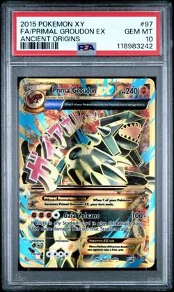 2015 POKEMON XY ANCIENT ORIGINS #97 FULL ART/PRIMAL GROUDON EX PSA 10 - Image 1