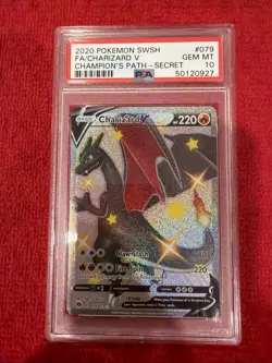 2020 POKEMON CHARIZARD V SWORD & SHIELD CHAMPION'S PATH SECRET PSA 10 - Image 1
