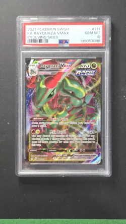 PSA 10 Rayquaza Vmax 111/203 Evolving Skies Ultra Rare Pokemon 2021 - Image 1