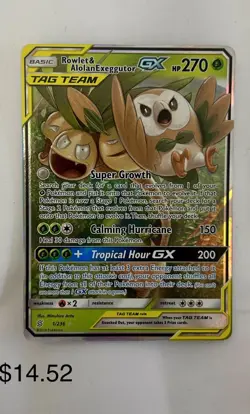 Rowlet & Alolan Exeggutor GX 1/236 - Unified Minds - Tag Team - Ultra Rare NM - Image 1