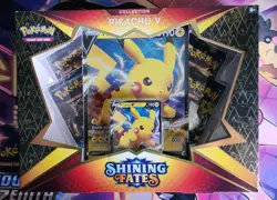 Pokemon TCG Shining Fates Pikachu V Collection Box Sealed - Image 1