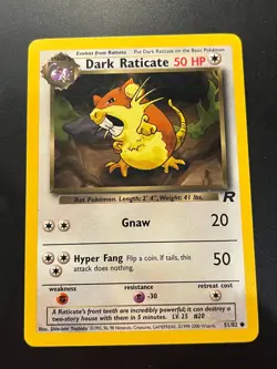Dark Raticate Rocket Vintage WOTC Non Holo Rare Pokemon TCG 51/82 LP - Image 1