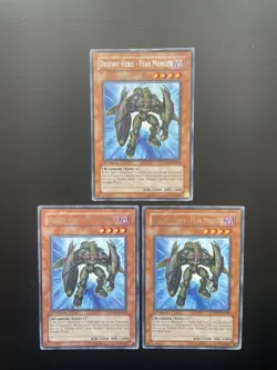 Yugioh Destiny Hero - Fear Monger DP05-EN009 1st Edition Rare MP/HP X3 - Image 1
