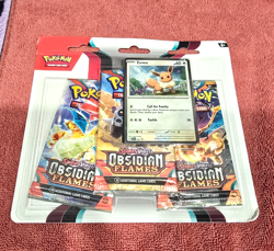 Obsidian Flames Eevee Promo Pokemon Scarlet & Violet Booster 3-Pack - NEW Sealed 820650853784 - Image 3