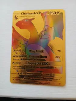 RARE Pokemon Charizard GX Rainbow Gold Foil Card 150/147 - Image 1