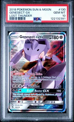 2018 Pokemon Sun & Moon Genesect GX Lost Thunder 130/214 PSA 10 Gem Mint Rare! - Image 1
