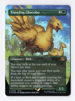 Traveling Chocobo (Borderless) (Chocobo Track Foil) 568 MTG FINAL FANTASY (FIN) - Image 1