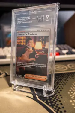 Pokemon TCG 151 Full Art Trainer Giovanni's Charisma 204/165 TAG 9 Mint - Image 1