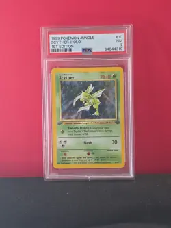 1999 POKEMON JUNGLE 1ST EDITION #10 SCYTHER-HOLO PSA 7 - Image 1