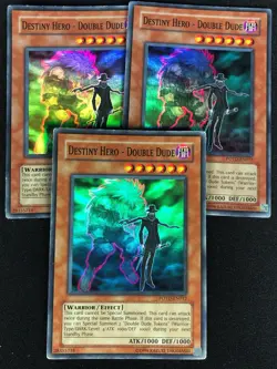 YUGIOH DESTINY HERO DOUBLE DUDE POTD-EN012 SUPER X3(MP) - Image 1