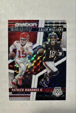 2025 Panini Mosaic Carbon Copy Mahomes II/Caleb Williams #CCO-10 White Prizm/25 - Image 1