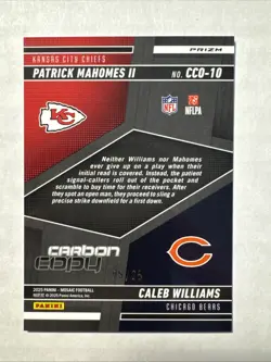 2025 Panini Mosaic Carbon Copy Mahomes II/Caleb Williams #CCO-10 White Prizm/25 - Image 2