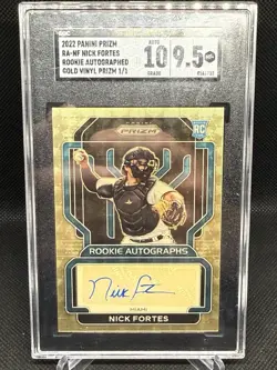 Nick Fortes 2022 Panini Prizm Gold Vinyl Rookie Auto 1/1 RA-NF SGC 9.5 AU 10 - Image 1