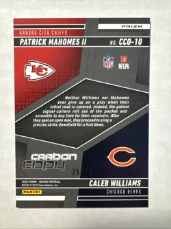 2025 Panini Mosaic Carbon Copy Mahomes/Caleb Williams #CCO-10 Purple Mosaic/49 - Image 2