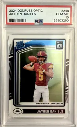 2024 DONRUSS OPTIC RATED ROOKIE JAYDEN DANIELS #248 PSA 10 WASHINGTON COMMANDERS - Image 1