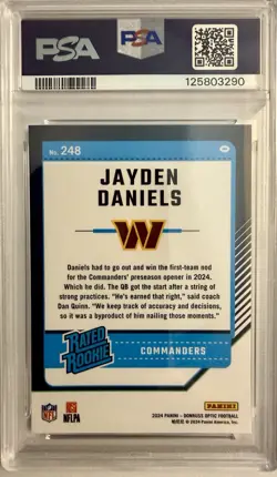 2024 DONRUSS OPTIC RATED ROOKIE JAYDEN DANIELS #248 PSA 10 WASHINGTON COMMANDERS - Image 2
