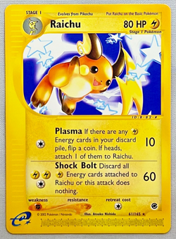 Pokemon Raichu #61/165 Non-Holo Rare - 2002 Expedition Base Set - NM to Mint! - Image 1