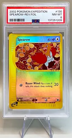 Pokemon Spearow #130/165 Reverse Holo - 2002 Expedition Base Set - PSA 8 NM-MT! - Image 1