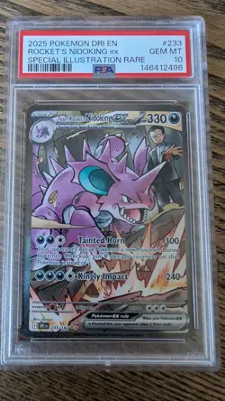 2025 POKEMON DRI EN-DESTINED RIVALS #233 TEAM ROCKET'S NIDOKING EX PSA 10 SIR - Image 1