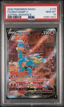 2022 POKEMON SWORD & SHIELD ASTRAL RADIANCE #172 FULL ART/MACHAMP V PSA 10 - Image 1