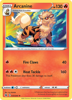 Arcanine 033/264 R Fusion Strike Pokemon NM/M - Image 1