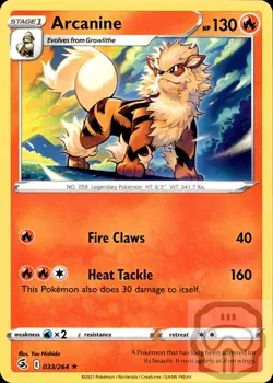 Arcanine 033/264 R Fusion Strike Pokemon NM/M - Image 3