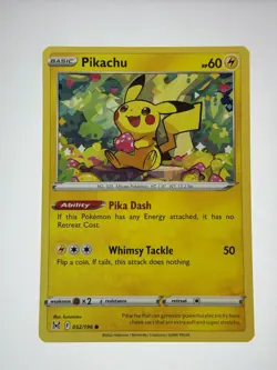 Pikachu 052/196 Common Lost Origin Pokemon Near Mint - Image 1