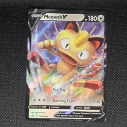 Meowth V SWSH004 Holo Promo Sword & Shield Promo Pokemon Lightly Played Holo - Image 1
