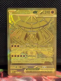 Pokemon Mega Zygarde EX 124/088 Gold Mega Hyper Rare Perfect Order Full Art NM - Image 1