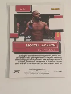 Montel Jackson 2023 Donruss Optic UFC Orange Parallel /49 #131 Rated Rookie Card - Image 2