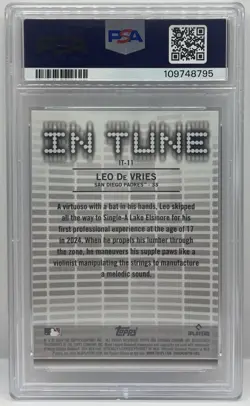 2024 Bowman Chrome Draft Leo De Vries In Tune Gold Refractor #/50 PSA 10 GEM SP - Image 2