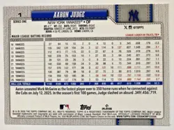 2026 Topps Series 1 #1 Aaron Judge Yankees Team Color Logo Border Variation SP - Image 2