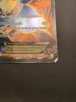 107/111 Lucario EX - Furious Fists - Full Art - Pokemon Card TCG Damaged - Image 3