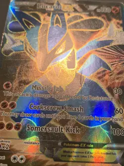 107/111 Lucario EX - Furious Fists - Full Art - Pokemon Card TCG Damaged - Image 4