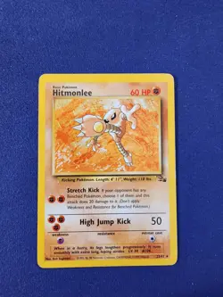 Pokemon Card Hitmonlee Fossil Unlimited Rare Regular (Non-holo) 22/62 HP - Image 1