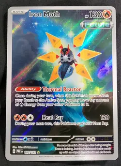 Pokemon TCG Iron Moth Paradox Rift Holo Card 187/182 Illustration Rare - Image 1