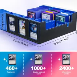 Trading Card Storage Box for Commander Display, 1800+ MTG Deck Box with 3 Toploa - Image 3