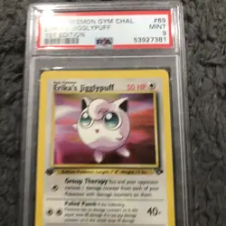 2000 Pokemon Gym Challenge 1st Edition Erika's Jigglypuff 69/132 PSA 9 Mint - Image 3