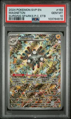 Pokemon Magneton PC ETB & ETB Surging Sparks Promos Sequential PSA 10 set #159 - Image 5