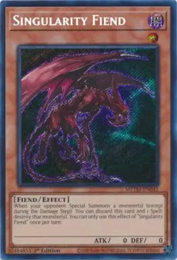 Yugioh! LP Singularity Fiend - MZTM-EN042 - Secret Rare - 1st Edition Lightly Pl - Image 1