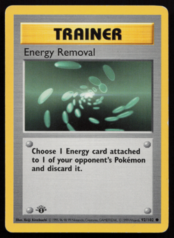 PL Energy Removal 92/102 Common Base Set 1st Edition Pokemon - Image 1