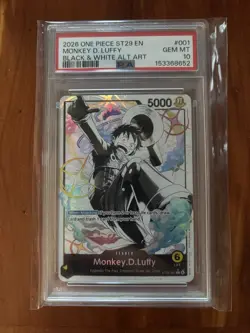 One piece St29 Monkey D Luffy Black & White Alt Art Leader PSA 10 - Image 1