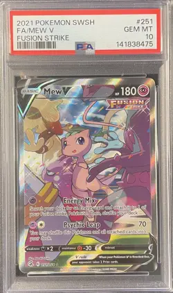 PSA 10 Mew V Alt Art 251/264 Fusion Strike 2021 Pokemon TCG Card Gem Mint - Image 1