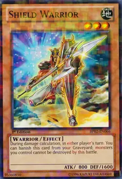Yugioh! LP Shield Warrior - BP02-EN066 - Mosaic Rare - 1st Edition Lightly Playe - Image 1