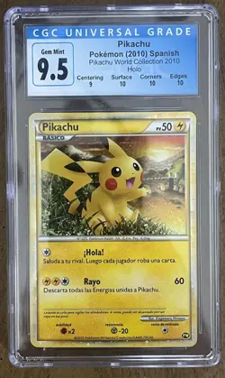 Pikachu 2010 World Collection Spanish Holo CGC 9.5 Gem Mint 10 Pokemon Card - Image 1