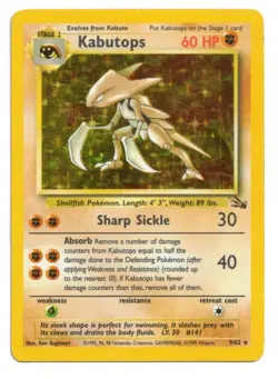 Pokemon Card: Kabutops HOLO 9/62 Fossil Set Vintage Rare! GD - Image 1